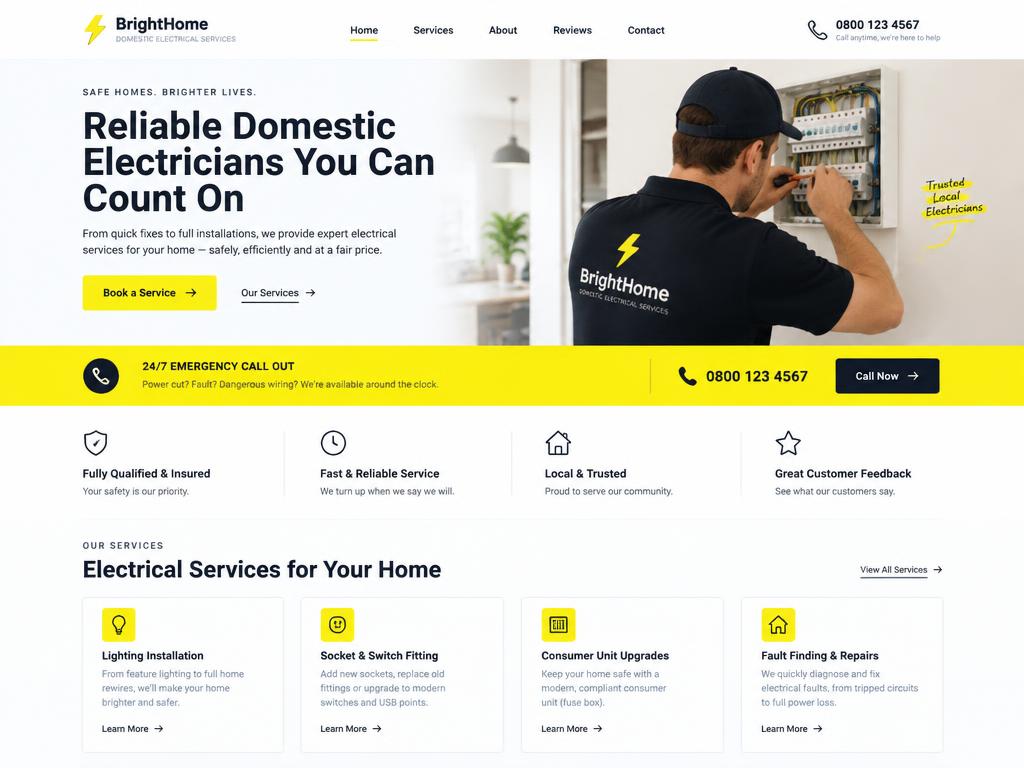 Concept website design for a electrician