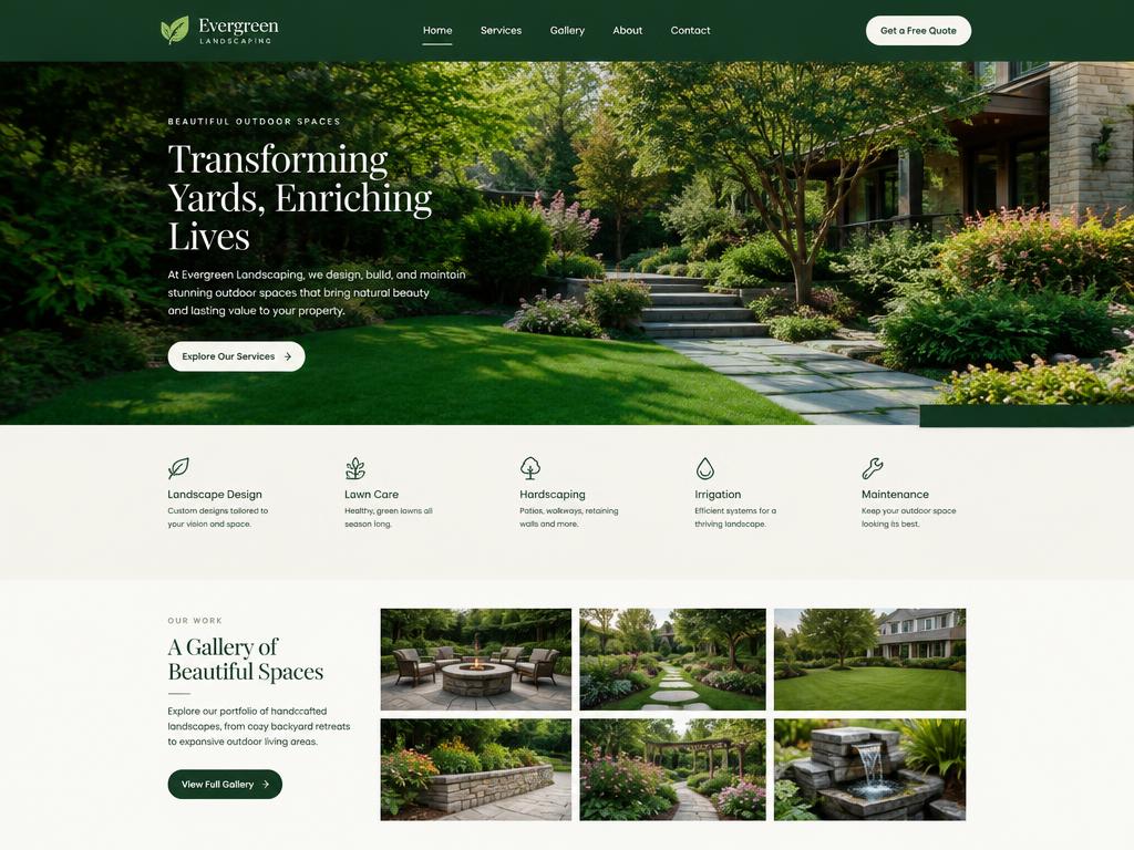 Concept website design for a landscaping company